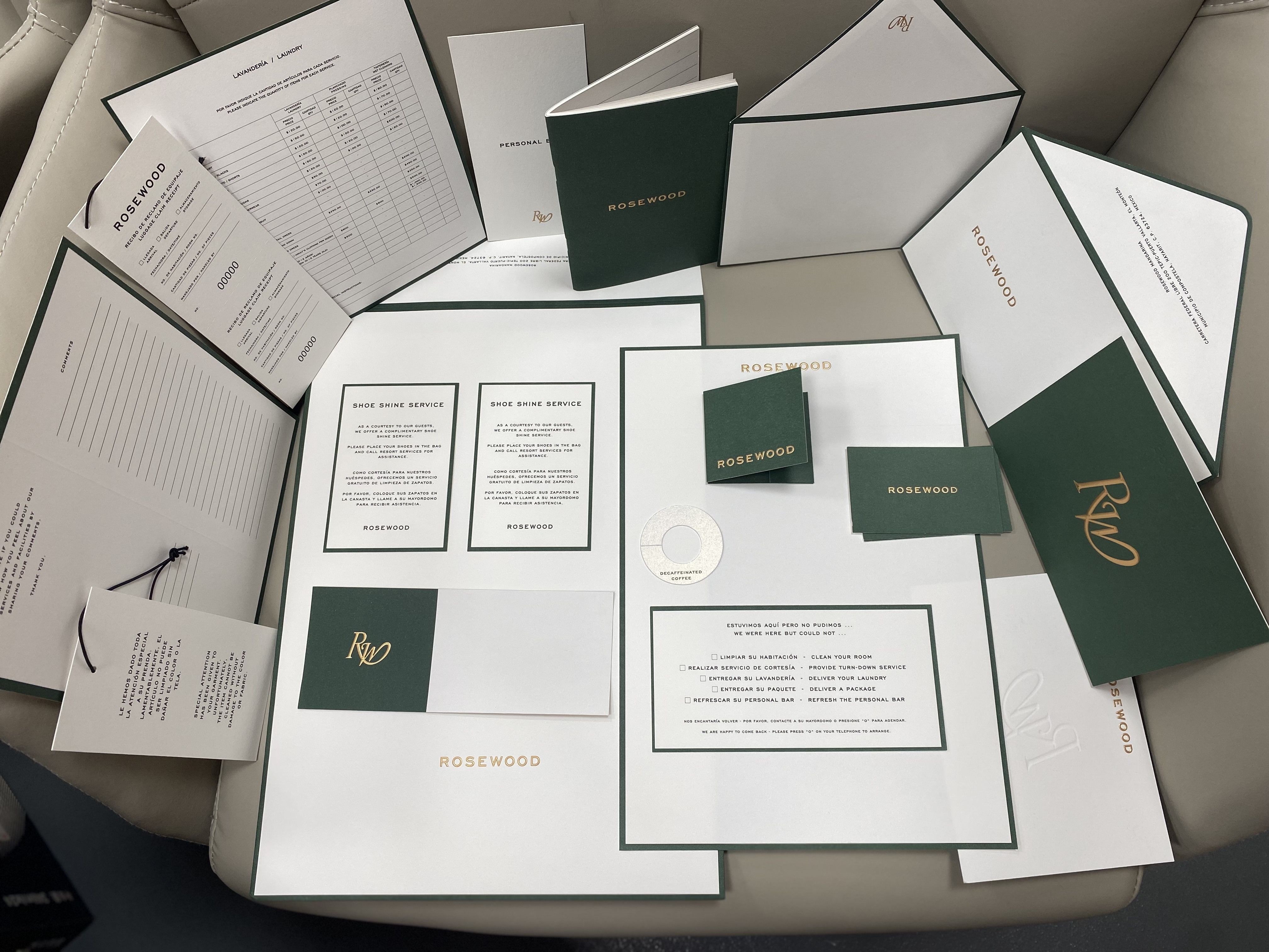 Luxury hotel stationery, compendium and welcome cards